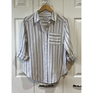 Liz Claiborne NWT Green Stone Stripe Linen Woven Tunic S